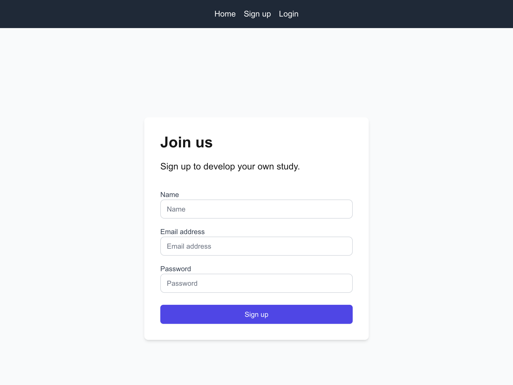 Screenshot of the SMAAT platform signup page, displaying input fields for name, email, and password, with a 'Sign Up' button.